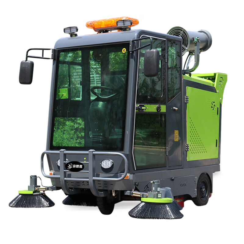 京世嘉 双吸风全封闭驾驶式扫地机双吸风48V200Ah工业扫地车户外道路清扫车户外扫路车 JS-2300AD 绿色