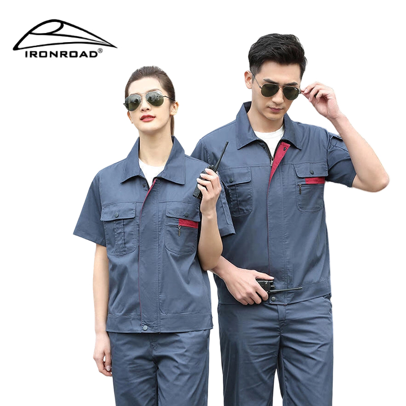 IRONROAD夏季工作服套装短袖工装E34 套 灰色-190