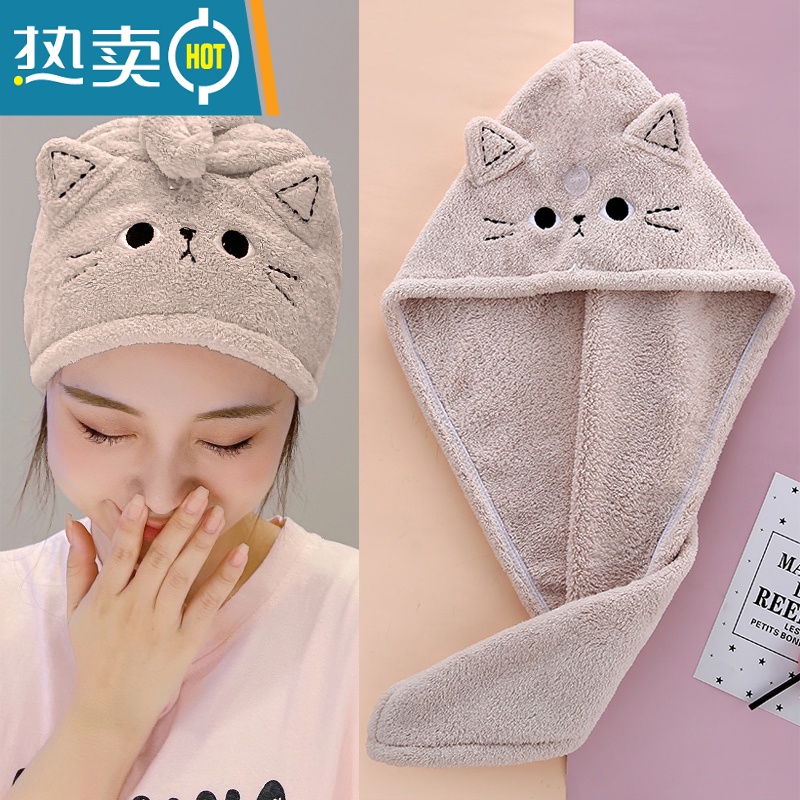 敬平吸水速干发巾擦头发毛巾浴帽2022新款包头巾加厚款WW 浅咖-[超实惠] 2条装高清大图