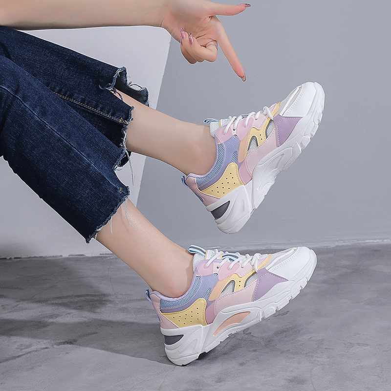 木林森女鞋时尚潮流百搭增高网面透气运动鞋老爹鞋女健身跑步鞋女