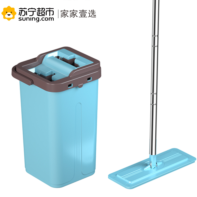 晟旎尚品 家家壹选拖把桶旋转拖把家用自动免手洗墩布挤水拖布地拖干湿两用【不锈钢篮+不锈钢托盘+加强不锈钢杆+2拖把头！】