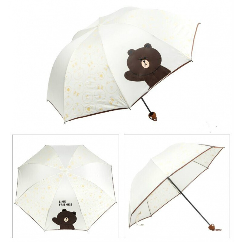 韩版超萌系列布朗熊可妮兔遮阳伞清新卡通折叠伞可爱雨伞雨天现货