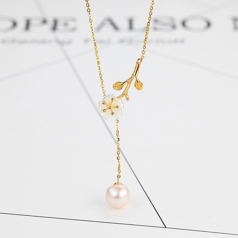 潮宏基吾爱臻馨18k金淡水珍珠贝壳项链坠链女士fq
