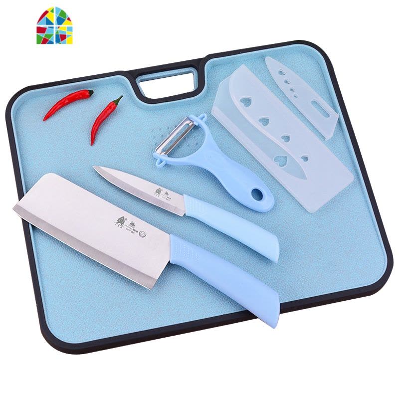 家用切菜板菜刀具套装砧板水果板宝宝辅食案板陶瓷刀 FENGHOU [稻壳刀]粉色菜刀菜板2件套图片