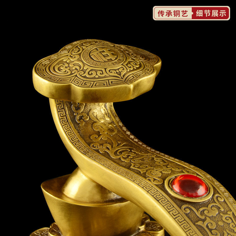 美帮汇摆件 铜如意把件大号如意家居开业乔迁礼品 13号铜金钱如意高清大图