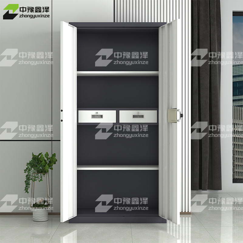 中豫鑫泽 钢制保密柜档案资料柜灰白套色通门智能指纹锁ZYXZ-GBZW-YR04高清大图