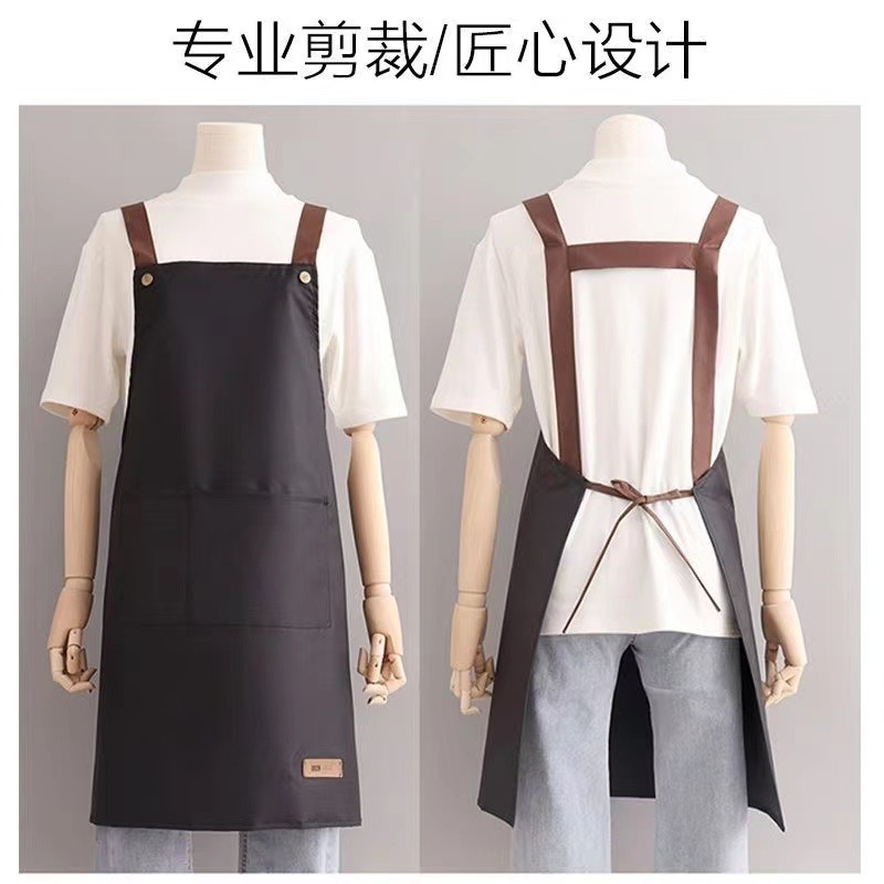 [补贴10%]新款围裙防水防油家用厨房做饭男女时尚围腰成人工作服耐脏污定制高清大图