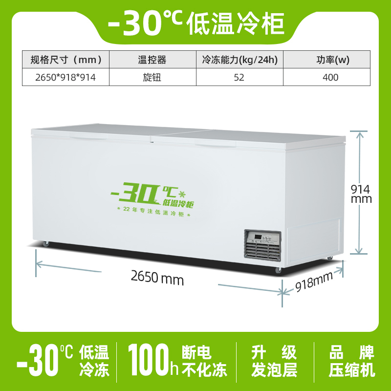 松氏商用大冷冻柜 1110L 卧式冷柜-30℃单温单箱大容量超低温冰柜 BC/BD-1198 低温冰箱