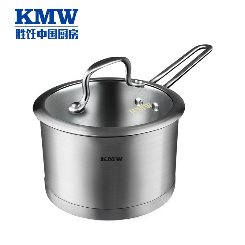 KMW爱家304复底奶锅KMWAJZ0022单身泡面锅煮面锅宿舍锅304不锈钢 炉灶通用 宝宝辅食锅 可视玻璃盖