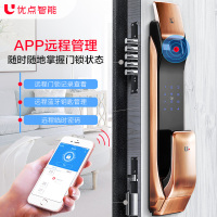 优点智能E1智能门锁 电子锁指纹锁密码锁 家用防盗门锁 电子大门锁磁卡感应智能锁 琥珀金 网络版带网关