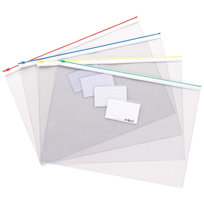晨光拉边袋24个装A5PVC材质透明色ADM94503(颜色随机)