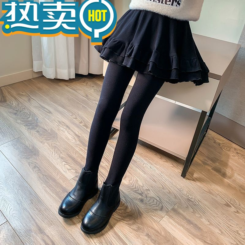 绿彩虹光女童加绒内搭裤裙秋冬装新款儿童加厚假两件裙裤中大童一体绒裤子