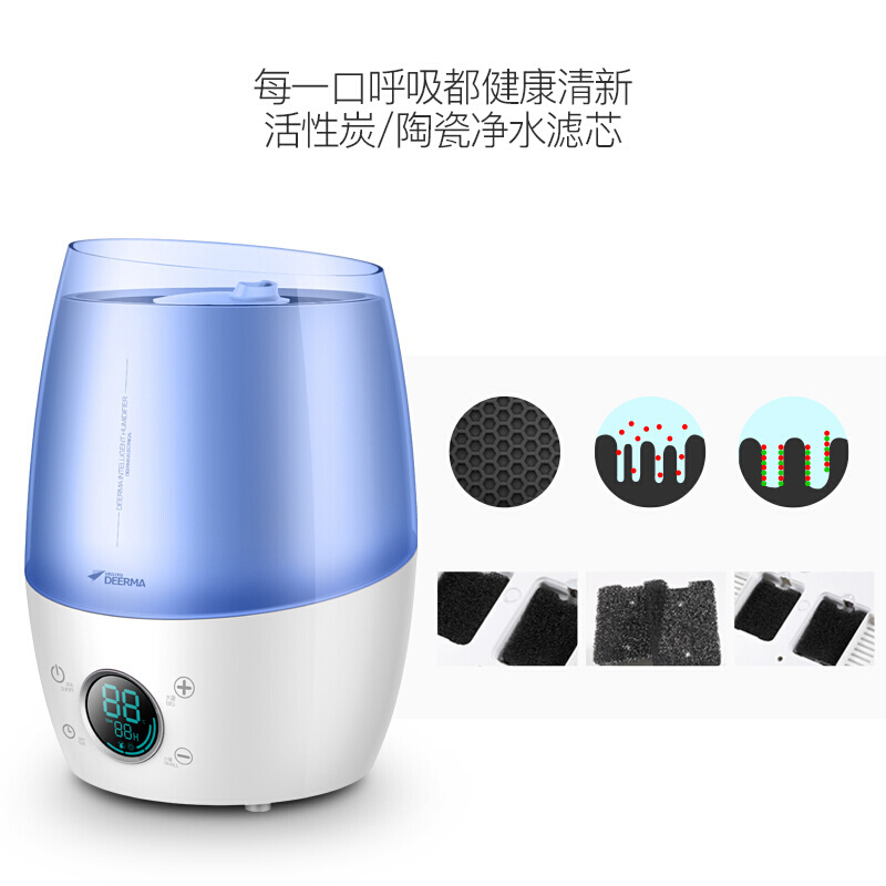 德尔玛(Deerma)加湿器 DEM-LU300 4.5升大容量 智能触屏 家用 迷你 办公室卧室 香薰机超声波加湿机高清大图