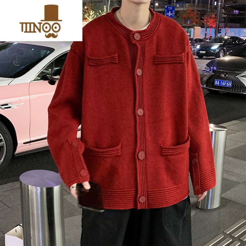 YANXU开衫毛衣外套男圆领潮牌ins百搭韩系外穿港风休闲学生针织衫高清大图