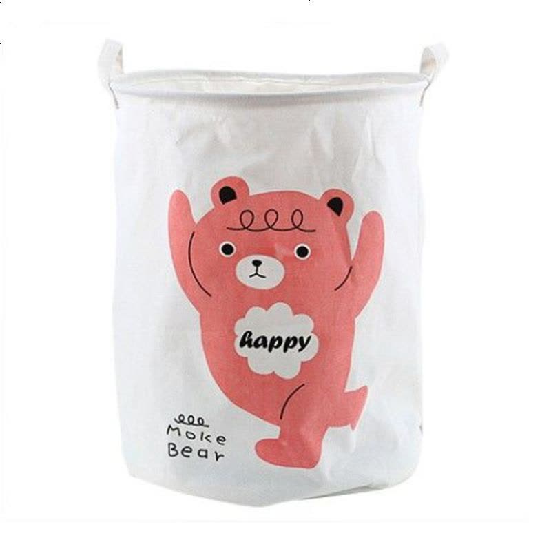 新疆帆布防水脏衣篮儿童玩具浴室脏衣桶杂物收纳筐家用布艺脏衣篓 大号粉熊40*50图片