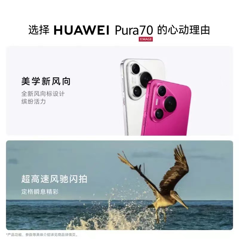 华为/HUAWEI Pura 70 12GB+512GB 冰晶蓝 一台高清大图