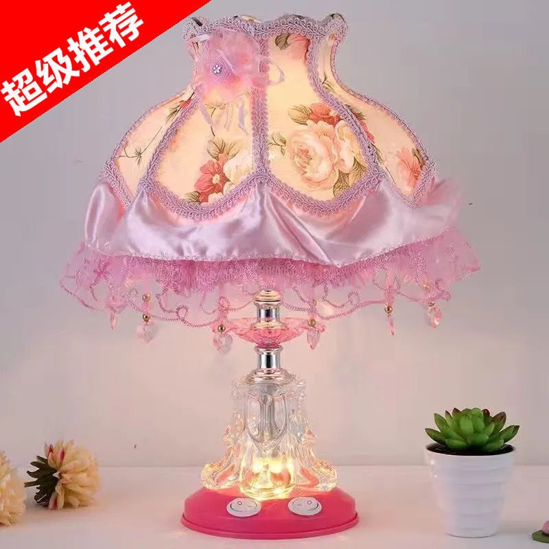 欧式台灯卧室床头灯遥控变色台灯浪漫温馨结婚台灯小孩喂奶台灯 原色亚麻+LED灯泡 按钮开关[正常开关]