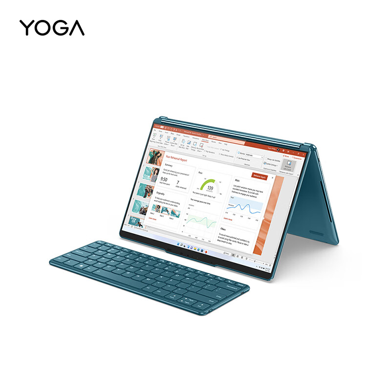 联想(Lenovo)笔记本电脑YOGA Book 9i轻薄本 13.3英寸双屏翻转本(i7-1355U 16G 1T 2.8K OLED触控屏 键盘 笔 支架)雾海蓝高清大图