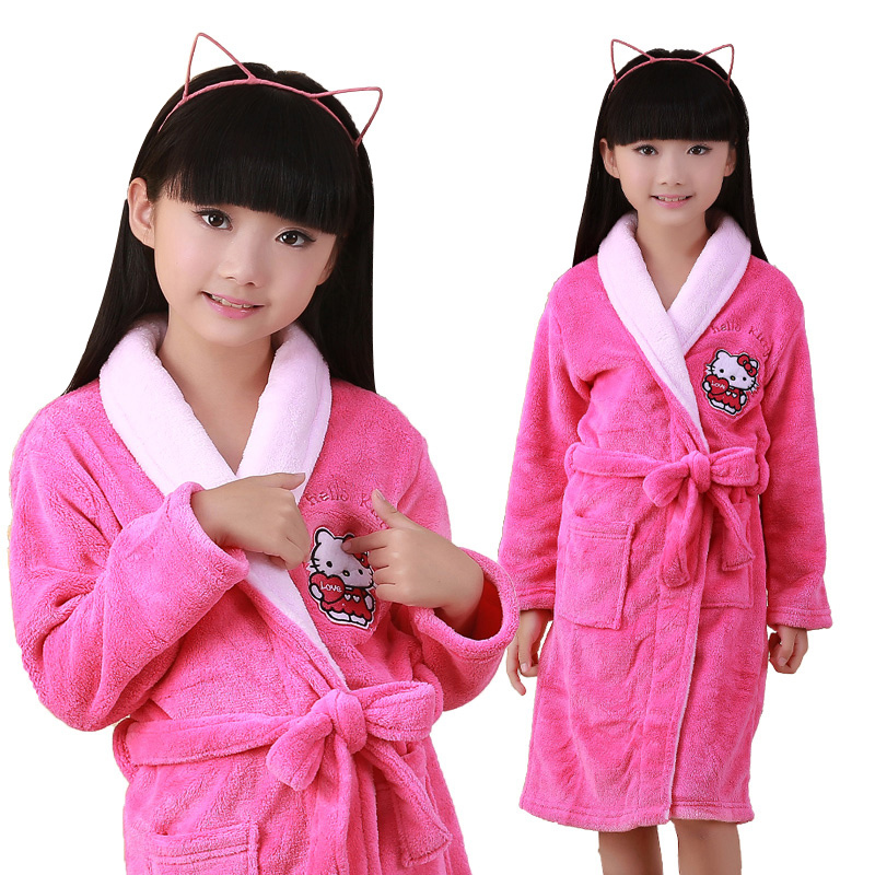 儿童睡袍珊瑚绒加厚法兰绒睡衣宝宝浴袍长袖家居服男童女童秋冬宝蓝