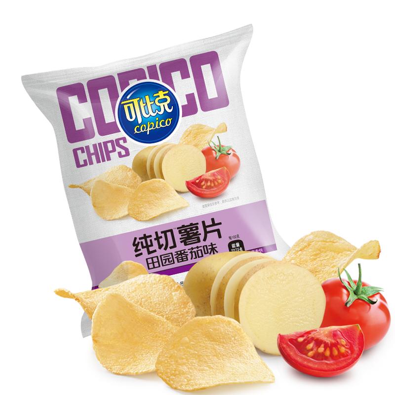可比克新品纯切薯片30g*13包多口味混合休闲看剧零食