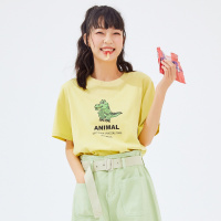 [1件4折价:71.6,可叠加199减30]美特斯邦威T恤女2020新款夏季女小鳄鱼图案针织女士体恤上衣_141