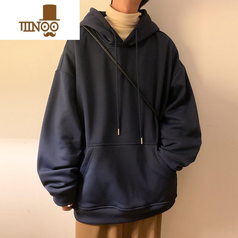 YANXUoversize纯色基础款卫衣男潮牌美式复古长袖衣服连帽外e高清大图