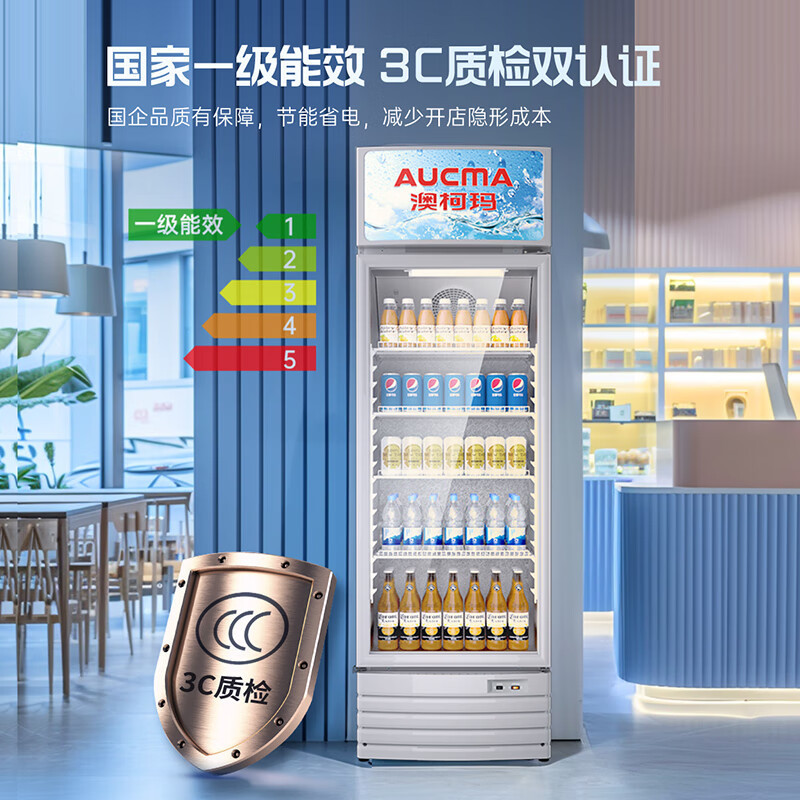 澳柯玛商用展示柜SC-388NE直冷1级能效侧开门蓝高清大图