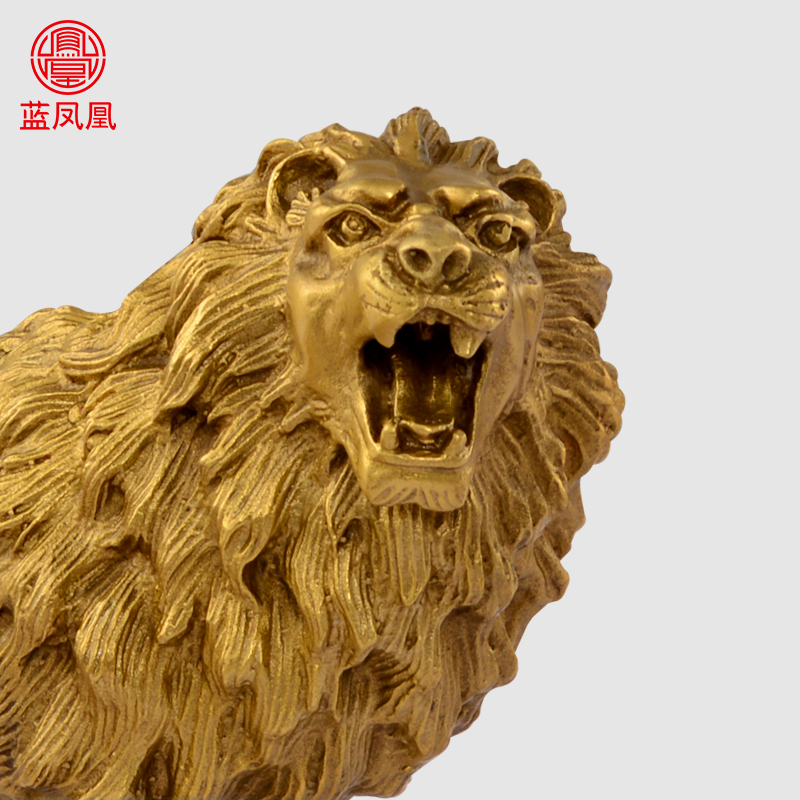 家柏饰(CORATED)铜狮子铜摆件口小狮子客厅办公室装饰 10号雄狮高清大图