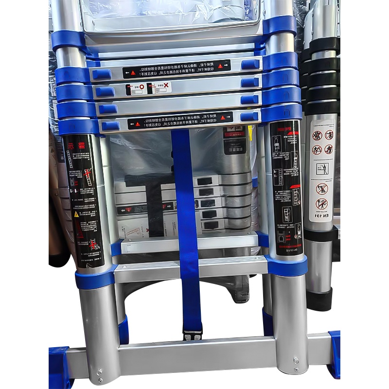 冰将 升降可折叠铝合金直梯人字两用梯 1.9米直梯3.8米 把高清大图