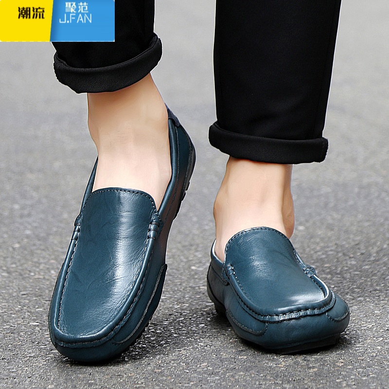聚范豆豆鞋男2024夏季软底休闲男鞋大码45一脚蹬懒人皮鞋潮流46高清大图