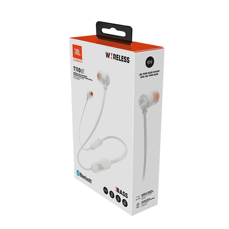 JBL T110BT 入耳式无线蓝牙耳机 运动跑步耳塞 白色 [保税仓发货]