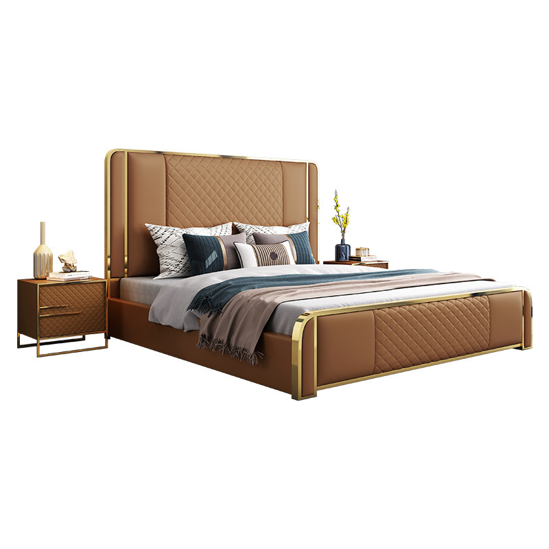 梵宜 现代轻奢803#床抽屉高箱床意式双人床简约皮床卧室家具