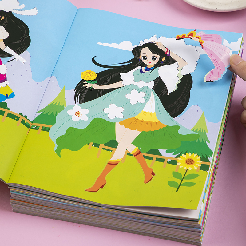 美少女贴纸0-3岁(8册/套) [正版]全10册元气美少女换衣服贴贴画 儿童贴纸书3到6岁宝宝粘贴纸早教绘本 卡通公主换高清大图