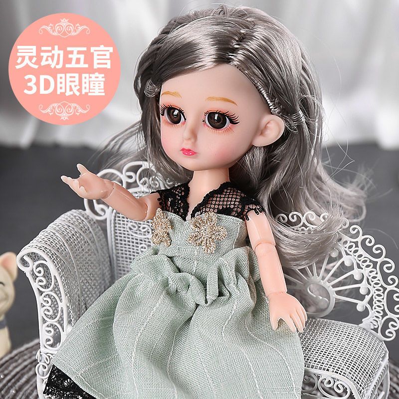 芭比娃娃新款8分17厘米现代时尚换装裸娃3d立体真眼13关节 a款女孩