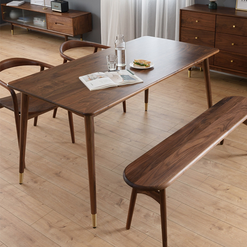 黑胡桃木餐桌闪电客实木餐桌椅简约家用小户型樱桃木家具视频