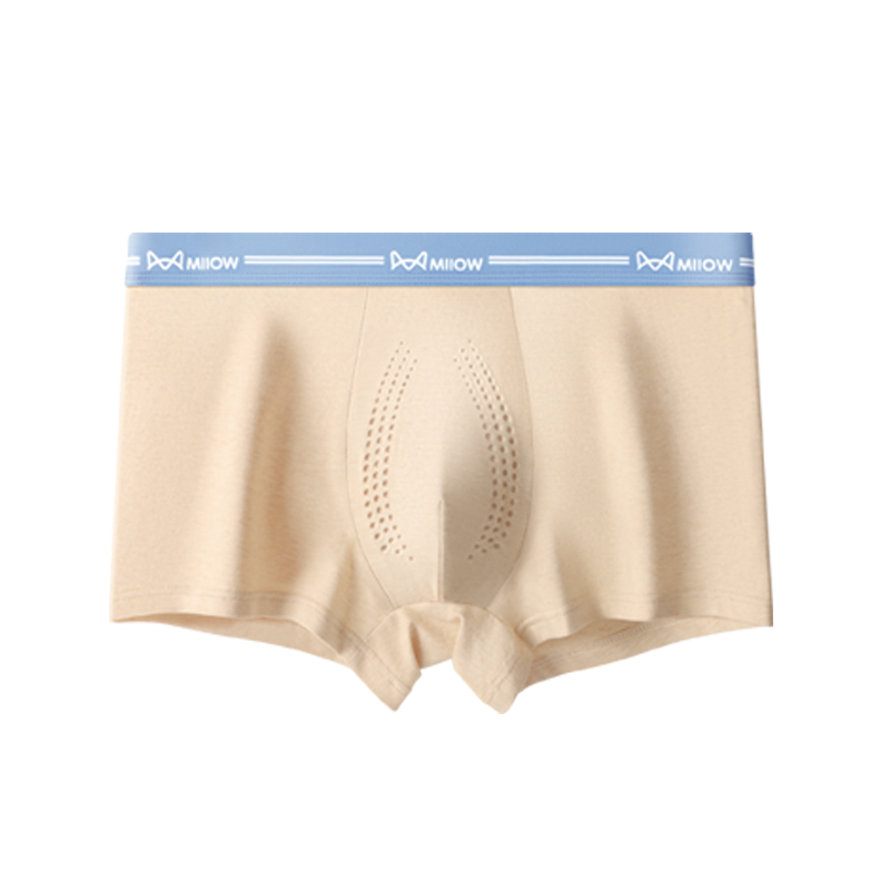 猫人纯棉透气男士内裤男生平角裤抗菌透气男款彩棉大码四角短裤衩高清大图