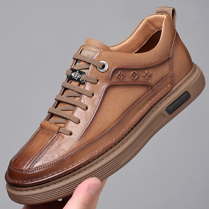 休闲皮鞋青年潮流时尚平底板鞋复古工装鞋防滑运动休闲鞋男黑色43码