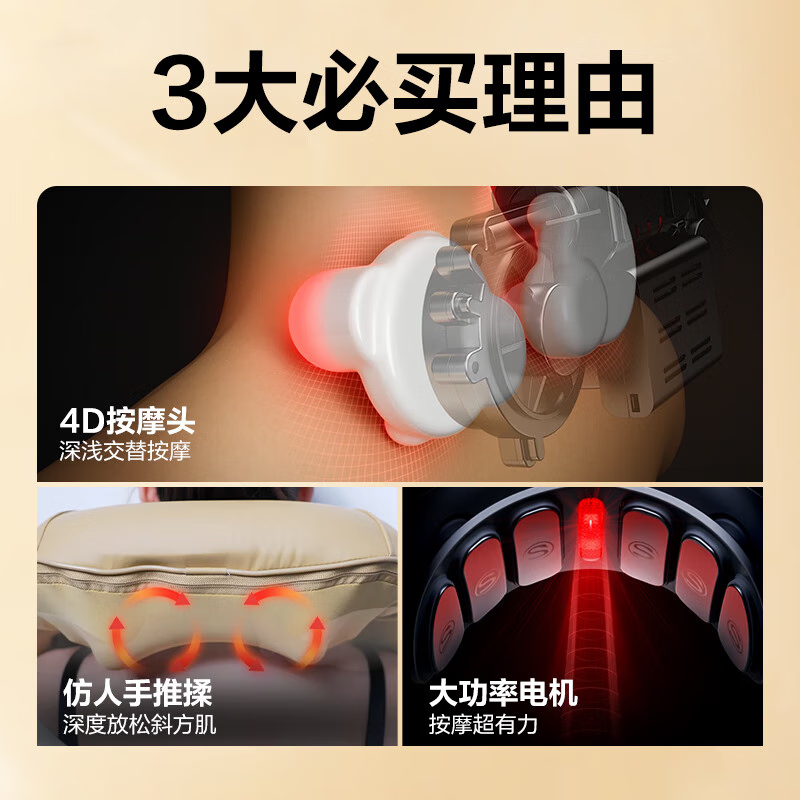 艾诗凯奇(SKG) 颈椎按摩器 按摩披肩正反揉捏斜方肌腿腰颈背部按摩仪 H3系列1代 栀子黄 时尚款高清大图