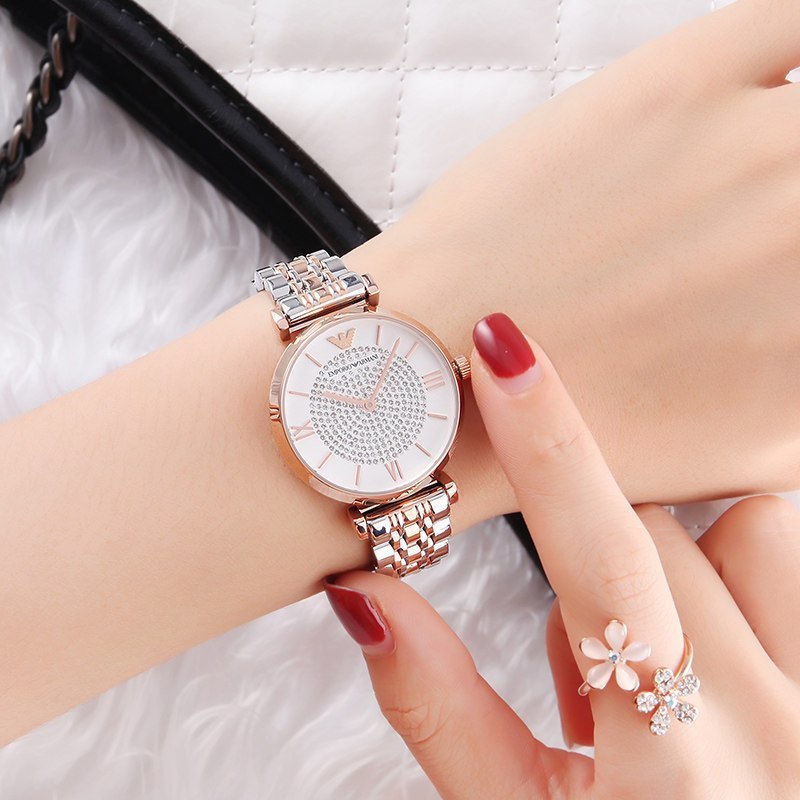 官方正品emporioarmani阿玛尼满天星女士手表欧美时尚石英表女情人节