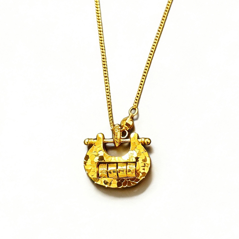 北京黄金 S925 银碎冰冰岁岁平安锁套链 国风百搭银项链高清大图