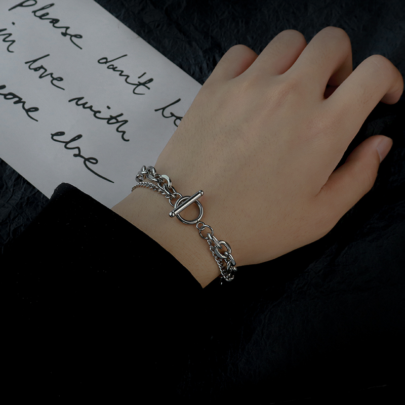 手链男潮钛钢不褪色ins小众设计男款冷淡风装饰配饰简约手串手饰送女朋友老婆情人节七夕生日礼物