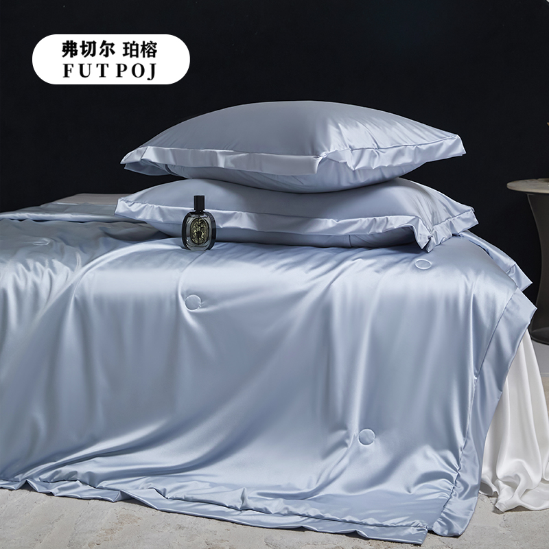 弗切尔珀榕 水光缎冰肌锦氨榨蚕丝夏被 高贵蓝高清大图
