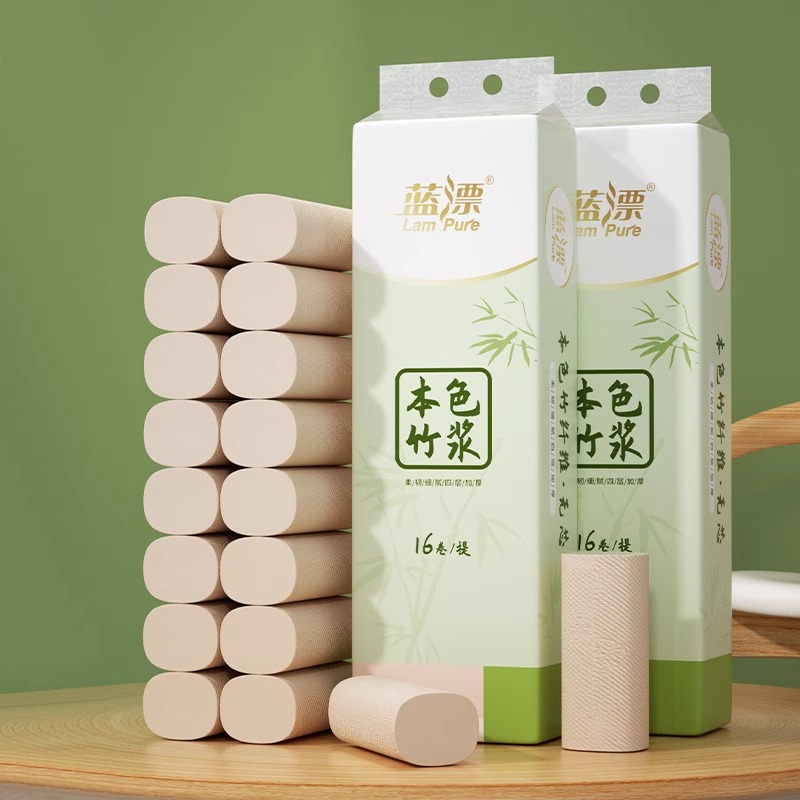 蓝漂 本色卷纸无芯卷筒纸卫生纸家用实惠装纸巾厕纸 扁卷16卷*1提装(竹影绰绰)LP-39588