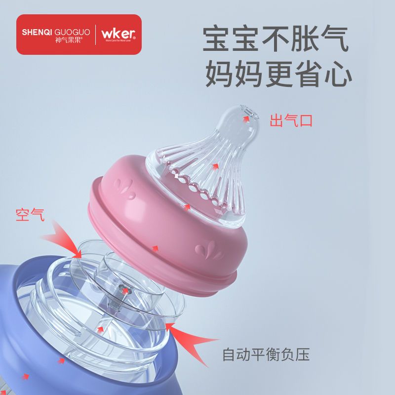 PP婴儿奶瓶防摔带吸管大童新生儿宝宝硅胶软奶嘴学饮杯吸管杯 粉色180ml[经典款] 标配