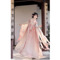 HD 唐制汉服女齐胸破袖汉元素重工绣花春夏日常汉服 【粉色】破袖上衣+下裙+刺绣披肩S