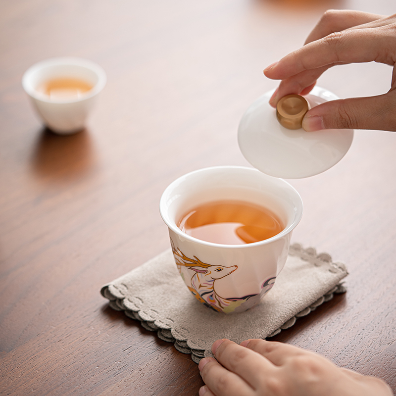 苏氏陶瓷(SUSHI CERAMICS)九色祥鹿旅行便捷配主人杯茶具