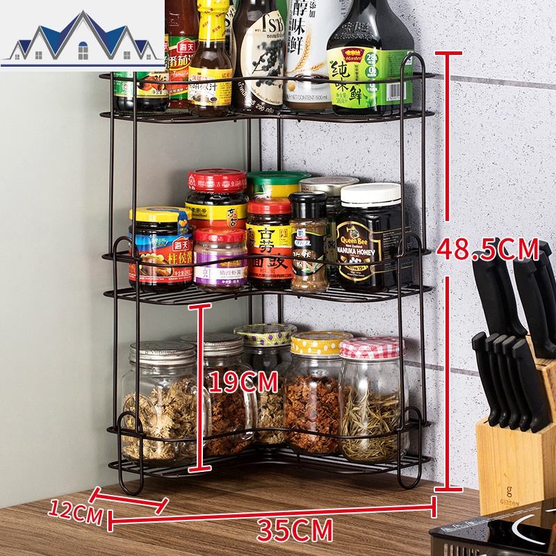厨房置物架落地转角收纳架多层三角架调味料架家用用品浴室储物架_5_933 三层