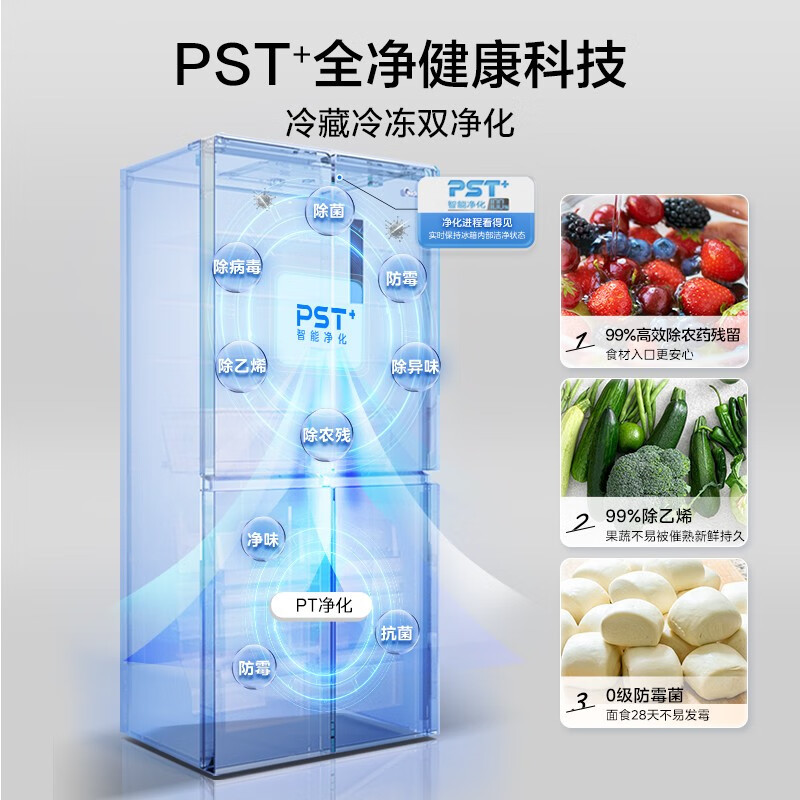[自营]美的冰箱460四门独立制冰超薄环变频风冷无霜家用大容量PST+净味 MR-460WUSPZE零全嵌入式双循高清大图