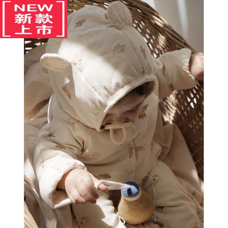 可莉允ins丹麦秋冬婴儿连体棉衣男女宝宝外出加厚保暖棉服新生儿厚爬服图片