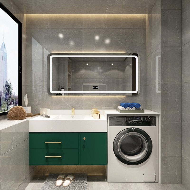 现代闪电客简约洗衣机伴侣浴室柜组合一体式卫浴柜阳台洗漱台洗脸盆
